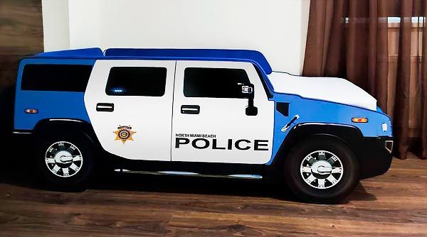 Ліжко-машина Джип Поліція з матрацом Slim Roll та м'якими бортиками