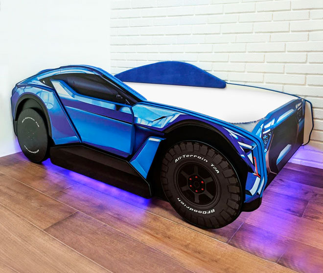 Лiжко машина Allroad з м'якими бортиками, пiдсвiткою та накладками