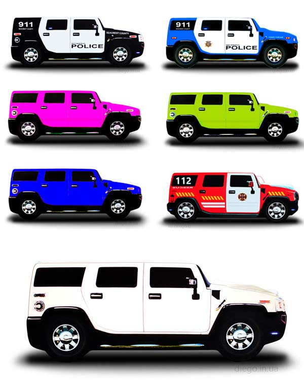 Мы предлагаем разные варианты расцветки кроватки Джип: Полицейская (черно-белая), Полицейская (сине-белая), розовая, зеленая, синяя, Пожарная и белая